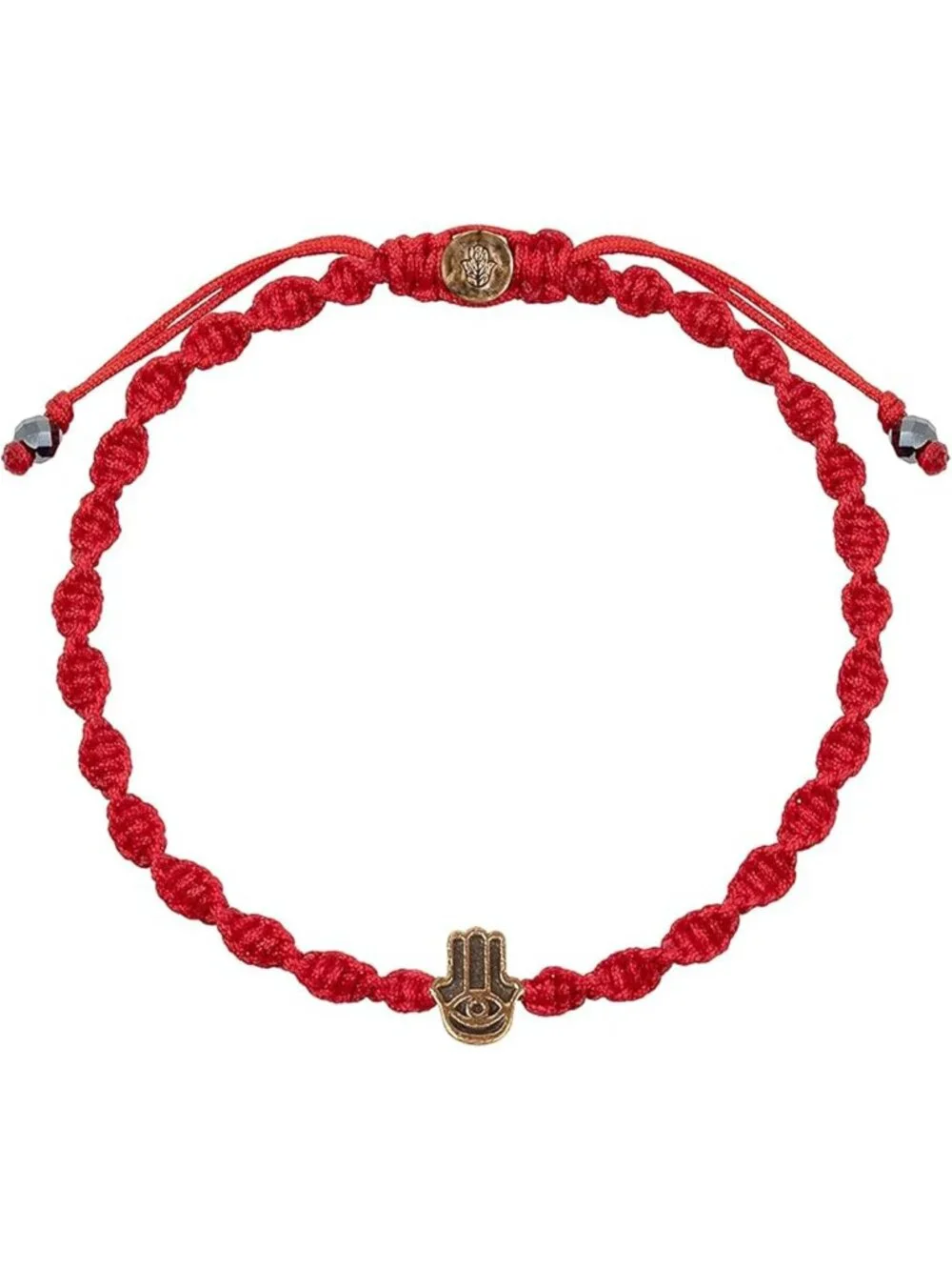 Men's Red String Bracelet with Bronze Charm, Handmade in Bali, Adjustable